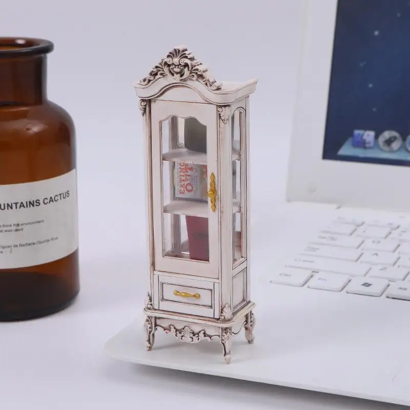 

1/12 Dollhouse Vintage Simulation Storage Cabinet Display Cupboard Model Doll Home Living Room Wine Cabinet Furniture Decor Toy