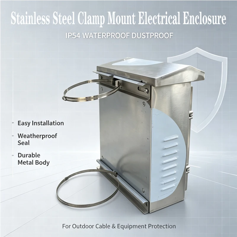 IP54 Waterproof Stainless Steel Hoop Mount Cabinet Outdoor Pole Fixed Monitoring Power Distribution Junction Box