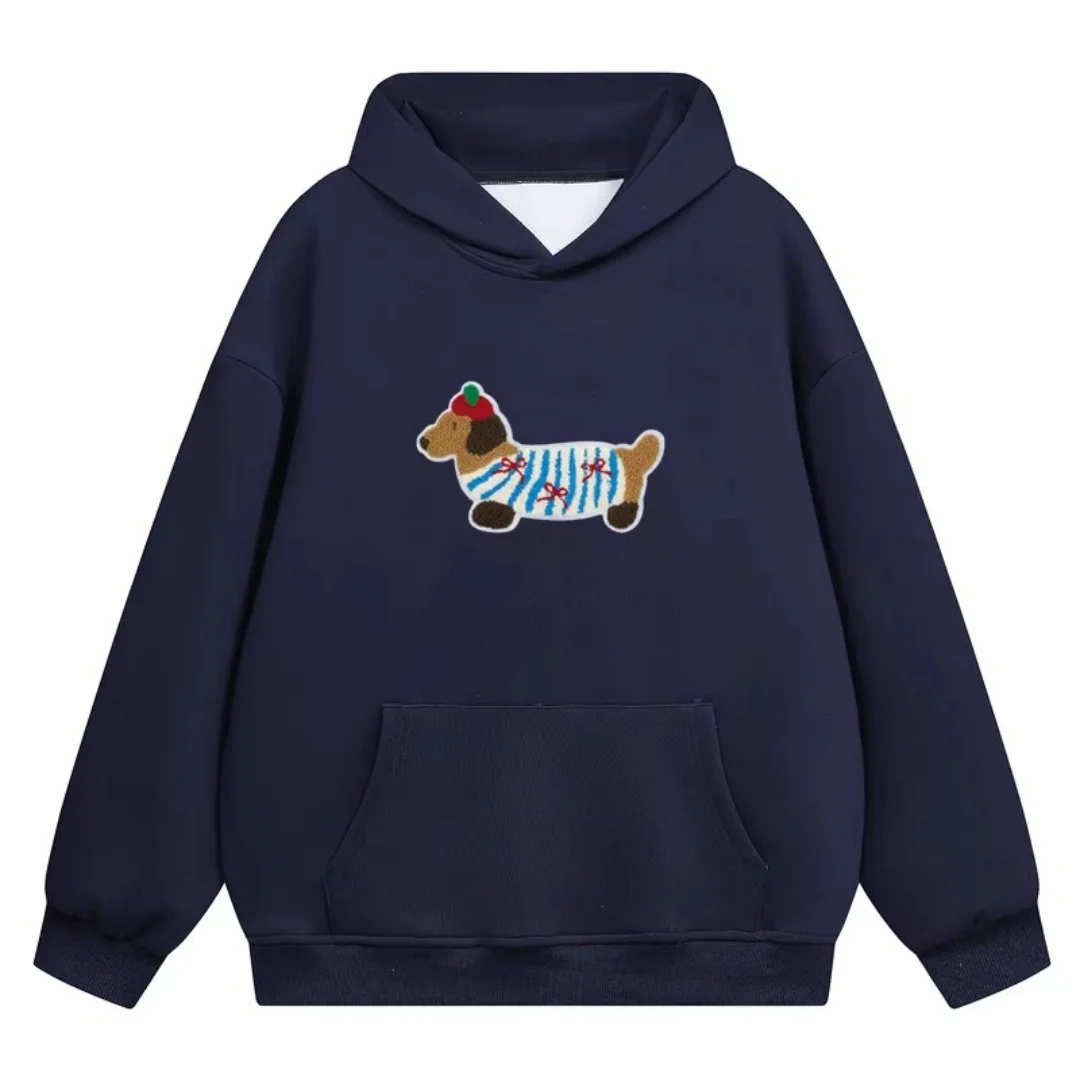 Niedlicher Hoodie mit Dackelmuster für Damen, Herbst, süßer Cartoon-Print, Kapuzenpullover für Streetwear, Alltags- und Freizeitoutfit – Detail 11