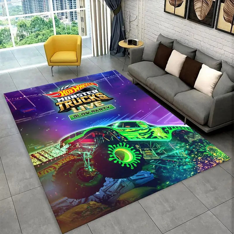 Racing Car H-Hot Wheels MOTO Non-Slip Area Rug for Living Room,Bedroom,Playroom,Soft Carpet Floor Mat Home Decor Rug Kids Room