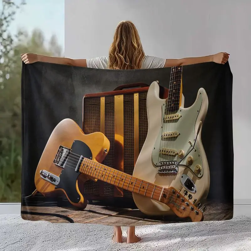Fender Guitar Theme Rock Music Soft Flannel Throw Blanket,Cozy Warm Blanket for Bed,Sofa,Living Room,Picnic,Camping,Home Decor