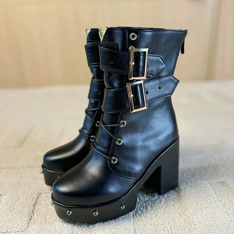 2025 11 نيكول ديمارا لعبة Zenless منطقة صفر الأسود بولي Leather الأحذية الجلدية النساء الرجال هالوين حفلة تأثيري أحذية مخصصة