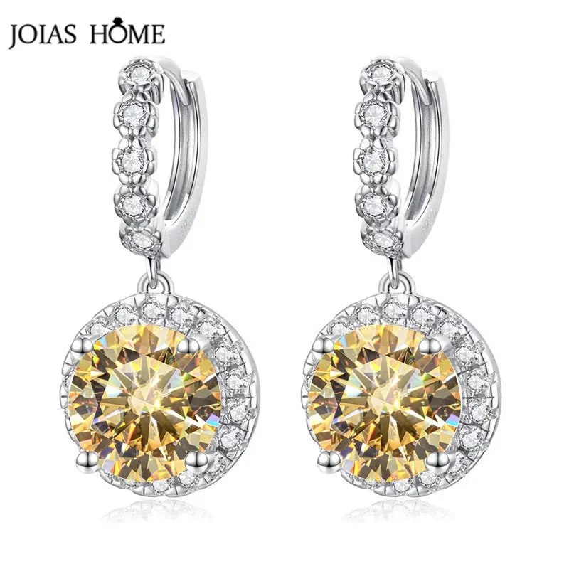 JOIAS HOME Silver 925 Classic Round D Color Moissanite Jewel Earrings, Fashionable and Elegant Valentine's Day Gift for Wife