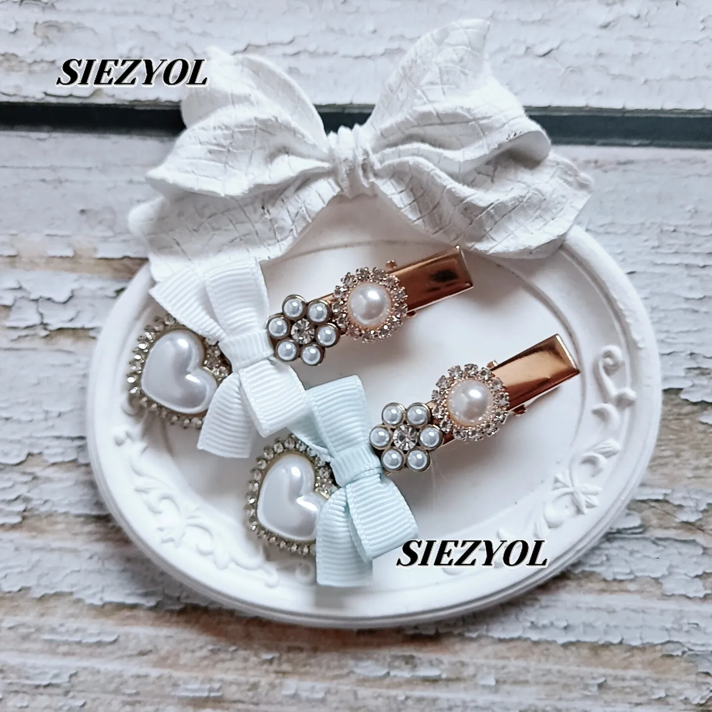 Japanese Sweet & Cute Girls Bow Pearl Rhinestone Hair Clip Mass Production Style Headwear Hair Accessories for Women