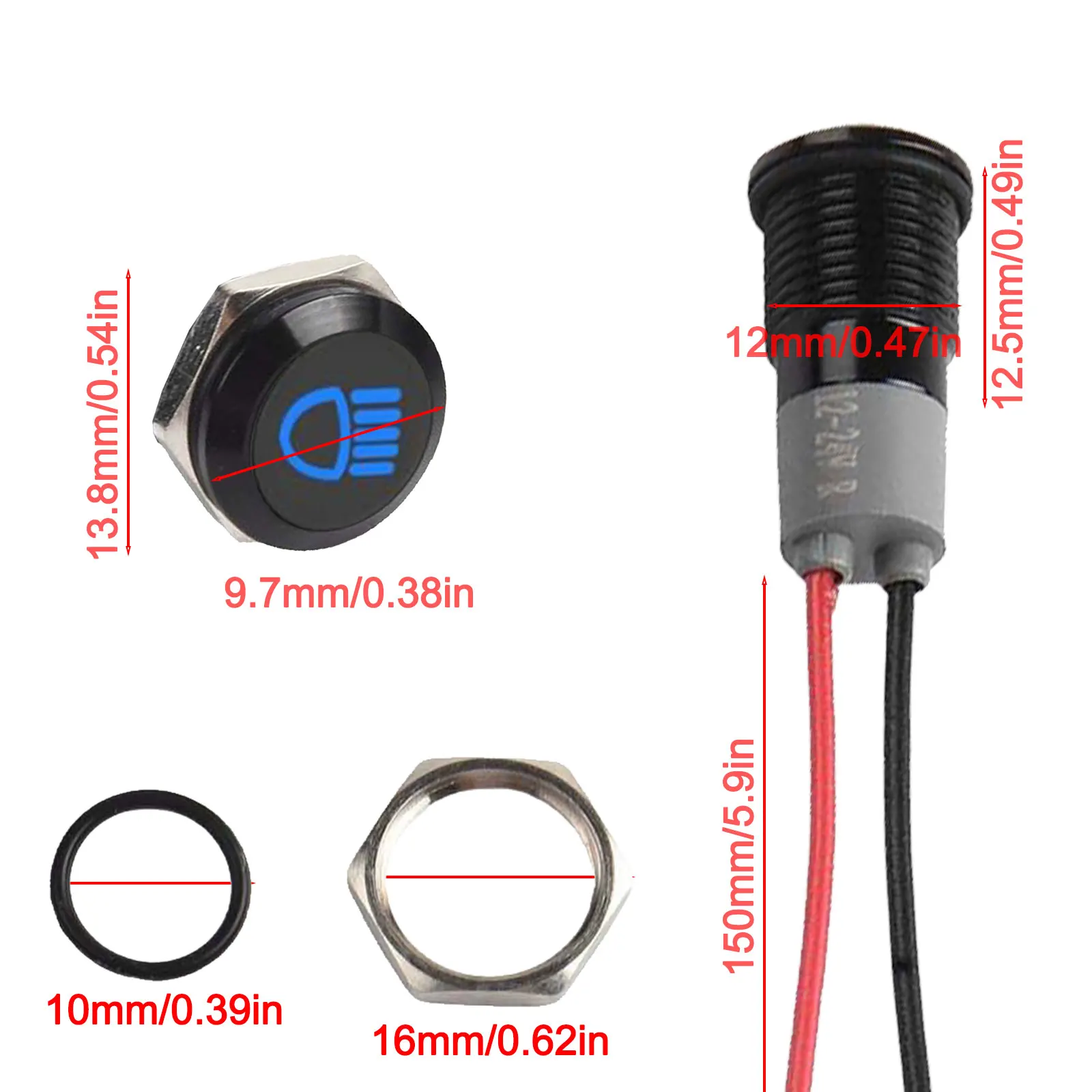 12mm Waterproof Signal Light LED Indicator Signal Light For Tractor/RV DC12V/24V Instrument Parts Accessory In Wholesale