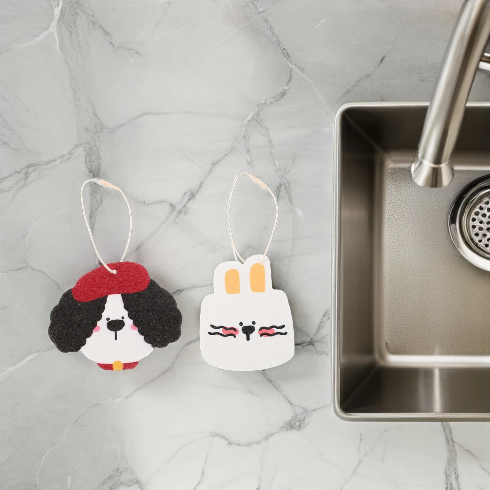 

2pcs Wood Pulp Cotton Cleaning Sponges Cartoon Kitchen Scrub Pads Reusable Soft Dishwashing Non Scratch Grease Removal High