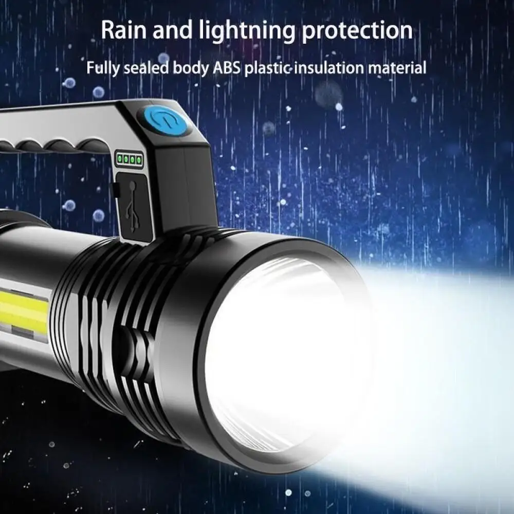 Portable LED USB Rechargeable Flashlight with Torch Waterproof Fishing Hunting Camping LED Flashlight Lighting 2km Long Distance