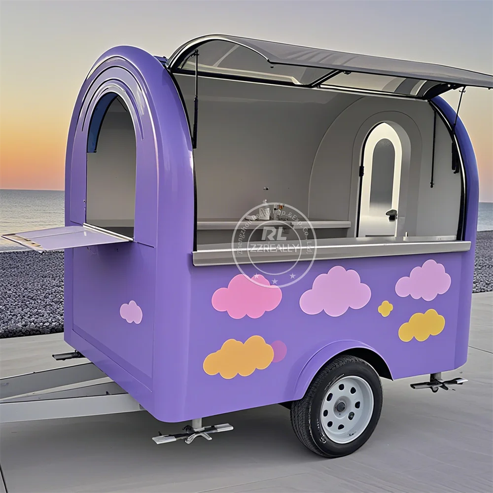 

CE DOT Concession Food Trailer Кофе Food Truck 280 см Открытый барбекю Уличные мобильные тележки для общественного питания на продажу