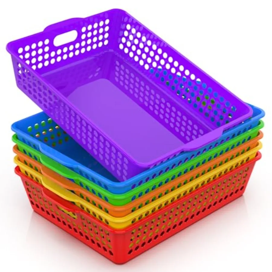 

6 Pack Plastic Classroom Storage Baskets, Paper Trays for Classroom Organization and Turn in Trays for Teachers, Students, Desk