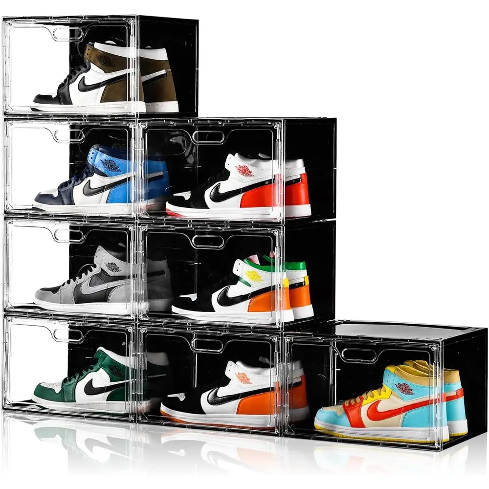 

Stackable Shoe Boxes for Large Storage, Lids Included, Ideal for US Size 13, Men & Women (13x10.6x8.3)