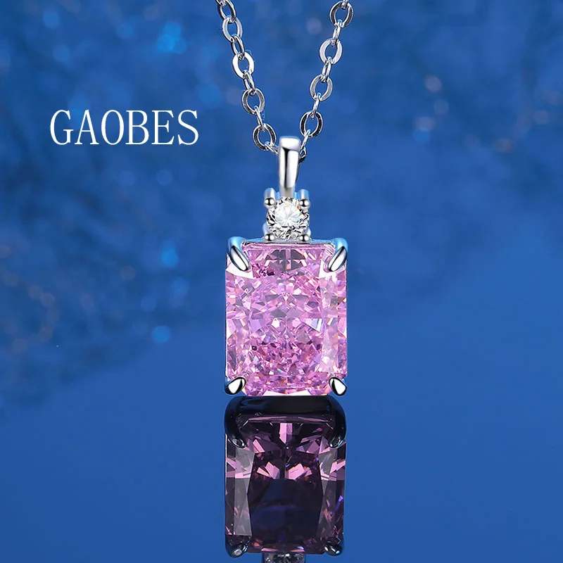 

Luxury Solid Platinum PT950 Ins Hot Selling Women's Ice Flower Cut Pink Sea Blue Yellow Diamond Pendant Necklace