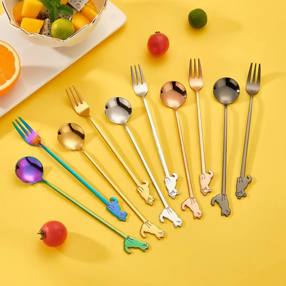 

Coffee Spoon BPA Free Long Handle Food Grade Stainless Steel Spoon Fork Kitchen Utensils Dessert Spoon Stirring