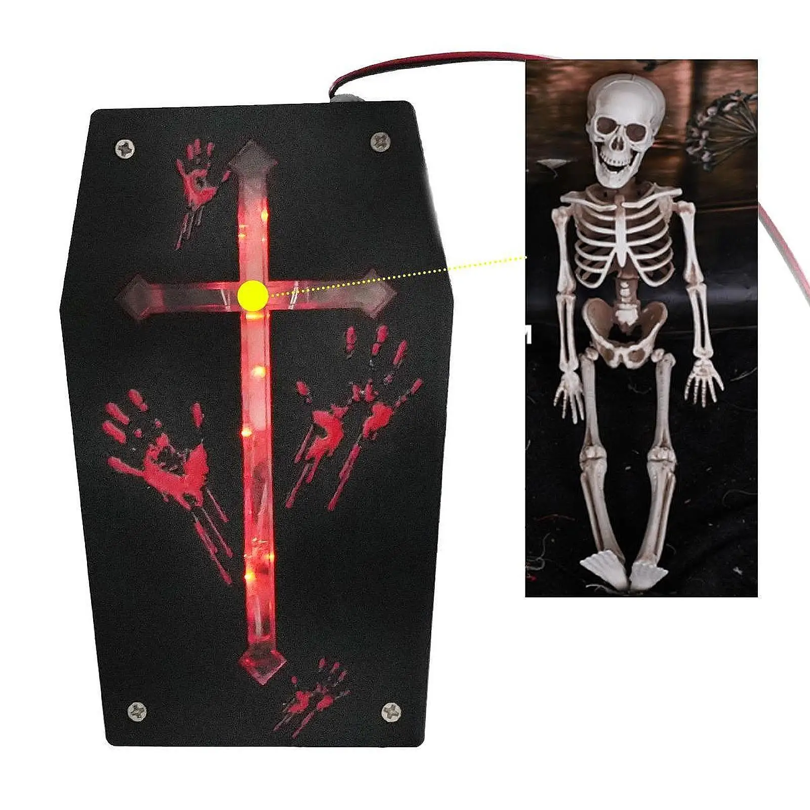 Halloween Sound Sensor Tricky Voice Player Horror Voice Prop Scream Box Speaker for Yard Hallways Garden Haunted House Candy Box
