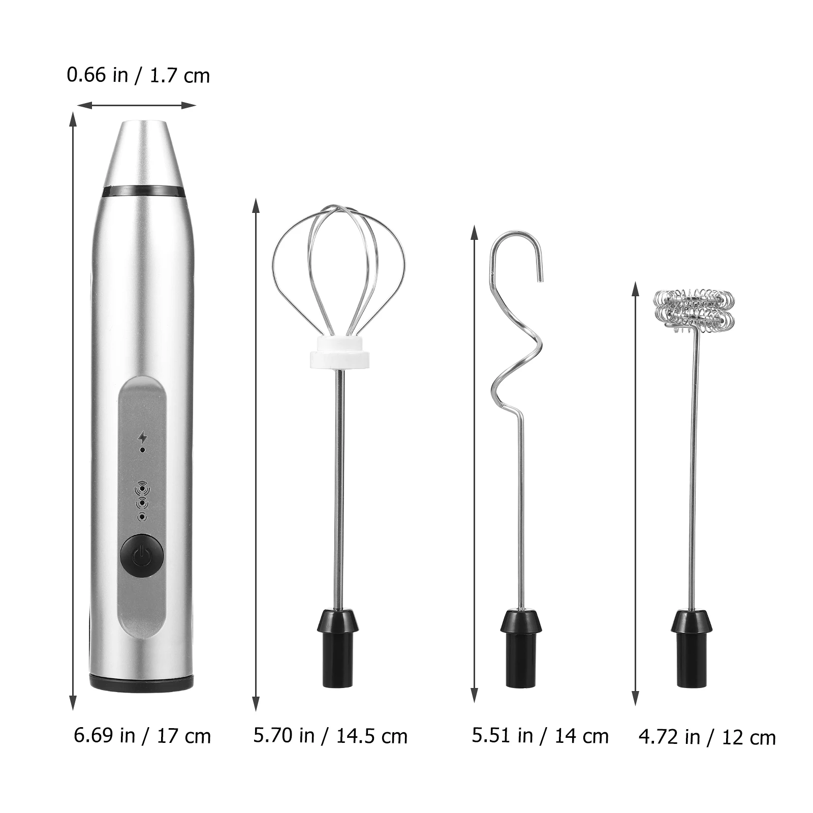 

1 set 1 Set Electric Milk Frother Stainless Steel Handheld Whisk Coffee Bubbles Maker Foams Mixer For Kitchen Use
