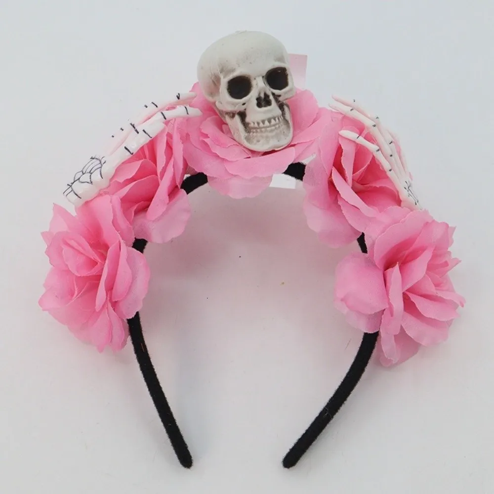 Преувеличенная повязка на голову с черепом, декор на Хэллоуин, имитация цветка, обруч для волос на Хэллоуин, забавная красочная повязка для волос с готическим цветком