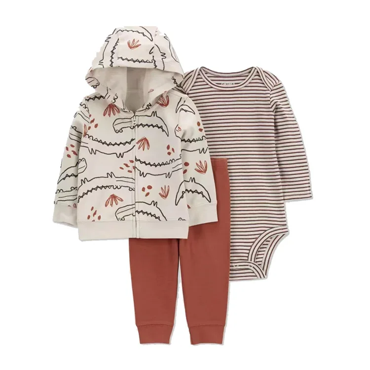 Conjunto de chaquetas con capucha para niños y niñas, mono de manga larga con capucha, primavera y otoño, 3 piezas