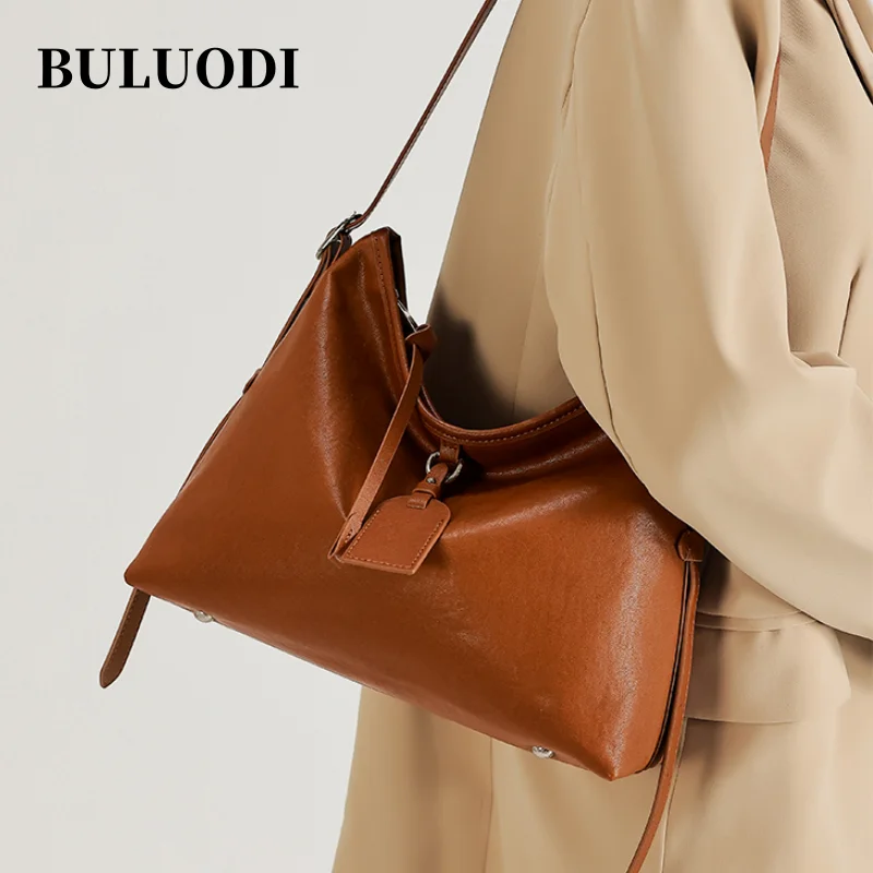 

Women's Retro Natural Cow Leather Shoulder Bags Girls Soft Cowhide Retro Fashion Handbags Ladies Designer Luxury Crossbody Bag