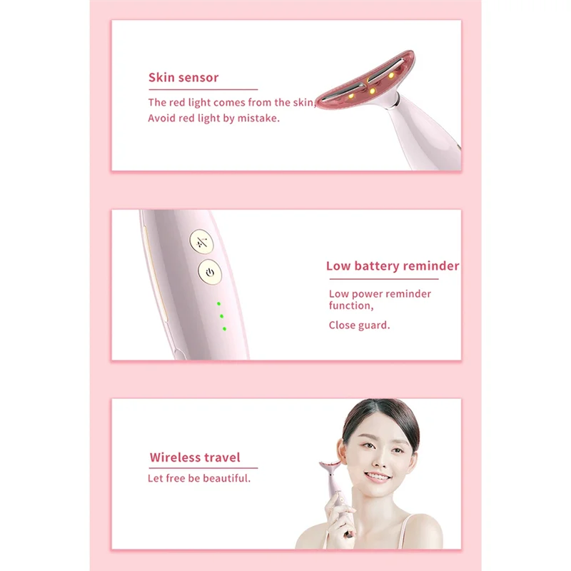 ABBK-RF 목 얼굴 미용 장치 EMS 리프팅 목 주름 제거제 LED 광자 치료 피부 강화 주름 방지 피부 장치