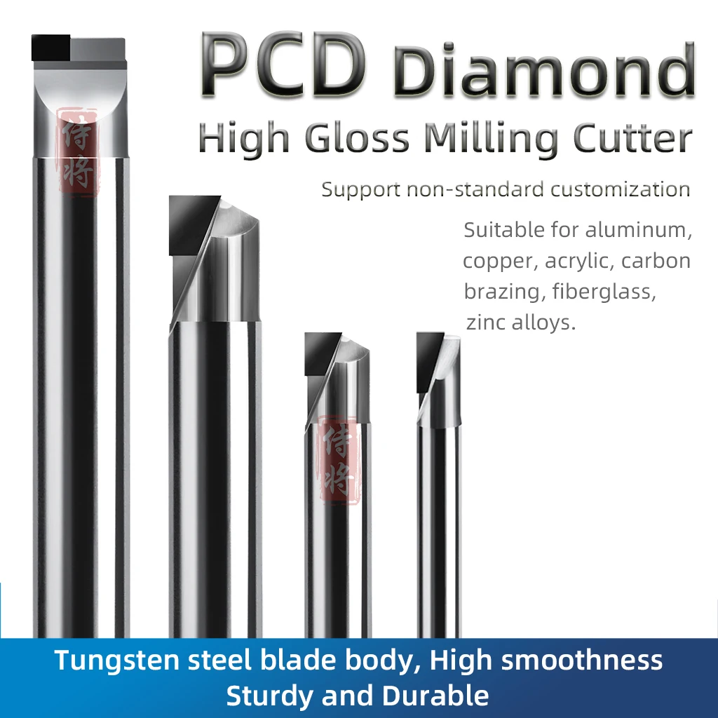 Pcd Diamante Fresadora para Corte de Alumínio Cobre Acrílico Carbono Brasagem Fibra de Vidro Cnc Carbide Gravura Bits Ligas de Zinco