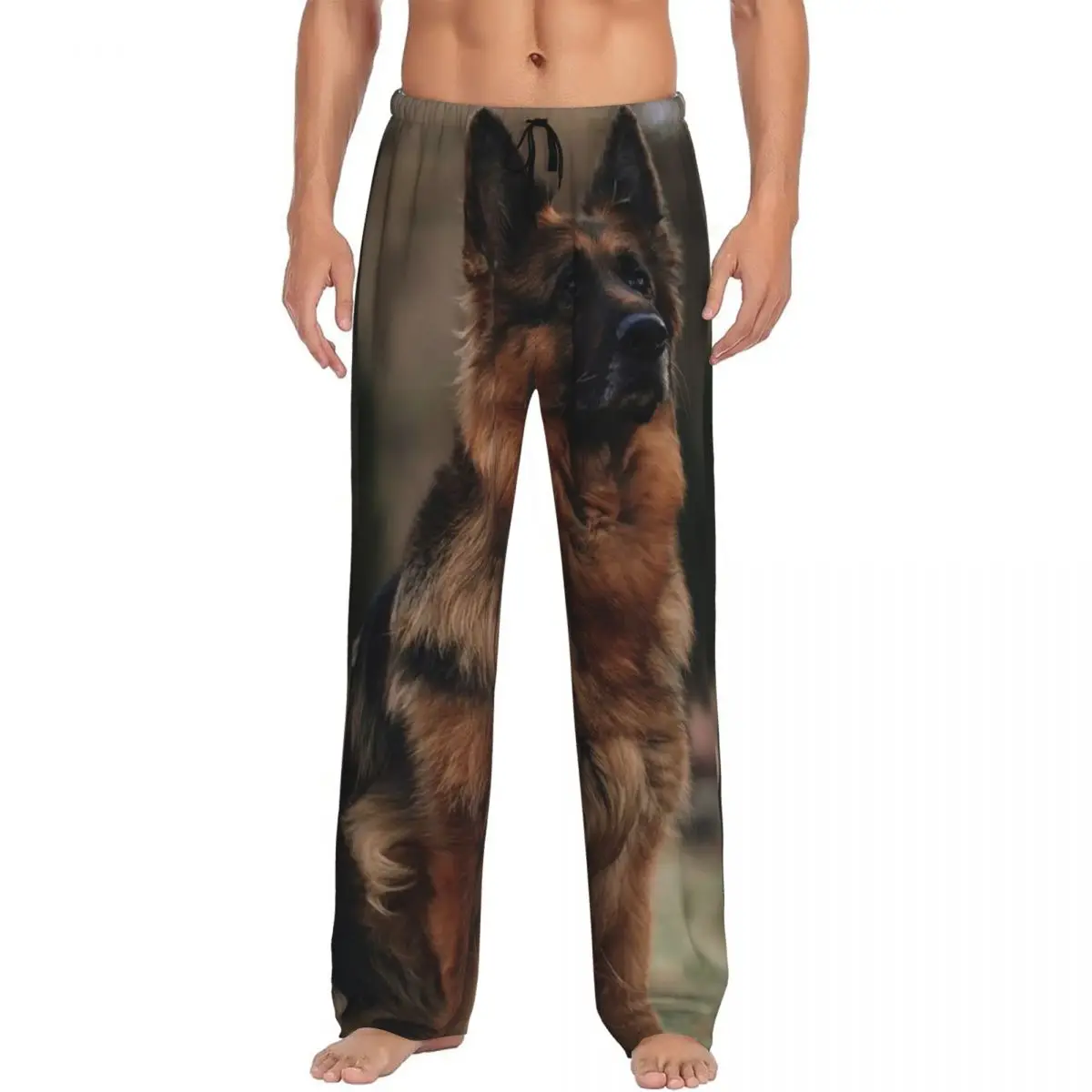 Custom German Shepherd Dog Pajama Pants Men Sleepwear Sleep Lounge Bottoms with Pockets