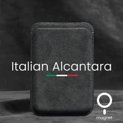 Magnetic ALCANTARA Card Holder for iPhone 15 Pro Max 14 13 12 mini Luxury Artificial Leather Supercar Suede Wallet Bag Cases