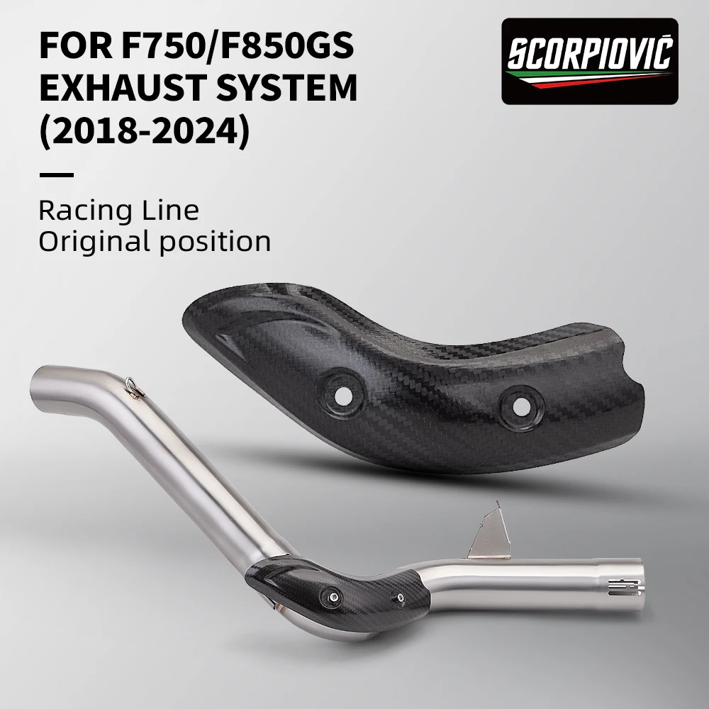 

F750 F850 GS Exhaust Pipe With Anti-Scald Cover Motorcycle Slip-On Link Middle Pipe For F750GS F850GS ADV 2018-2022