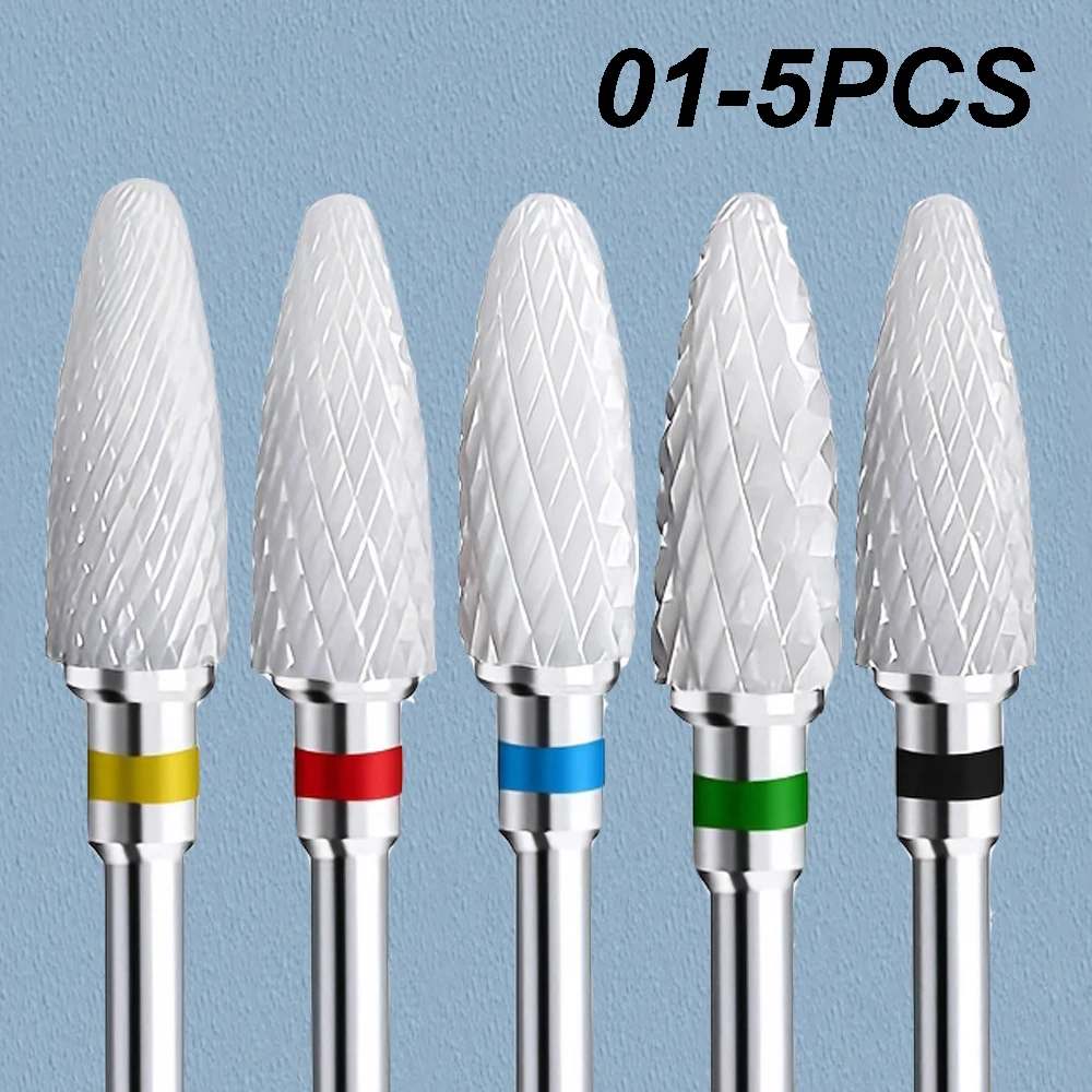 5PCS/Set Ceramic Carbide Tungsten Nail Drill Bits For Electric Drill Manicure Pedicure Tools Nail Drill Machine Accessories