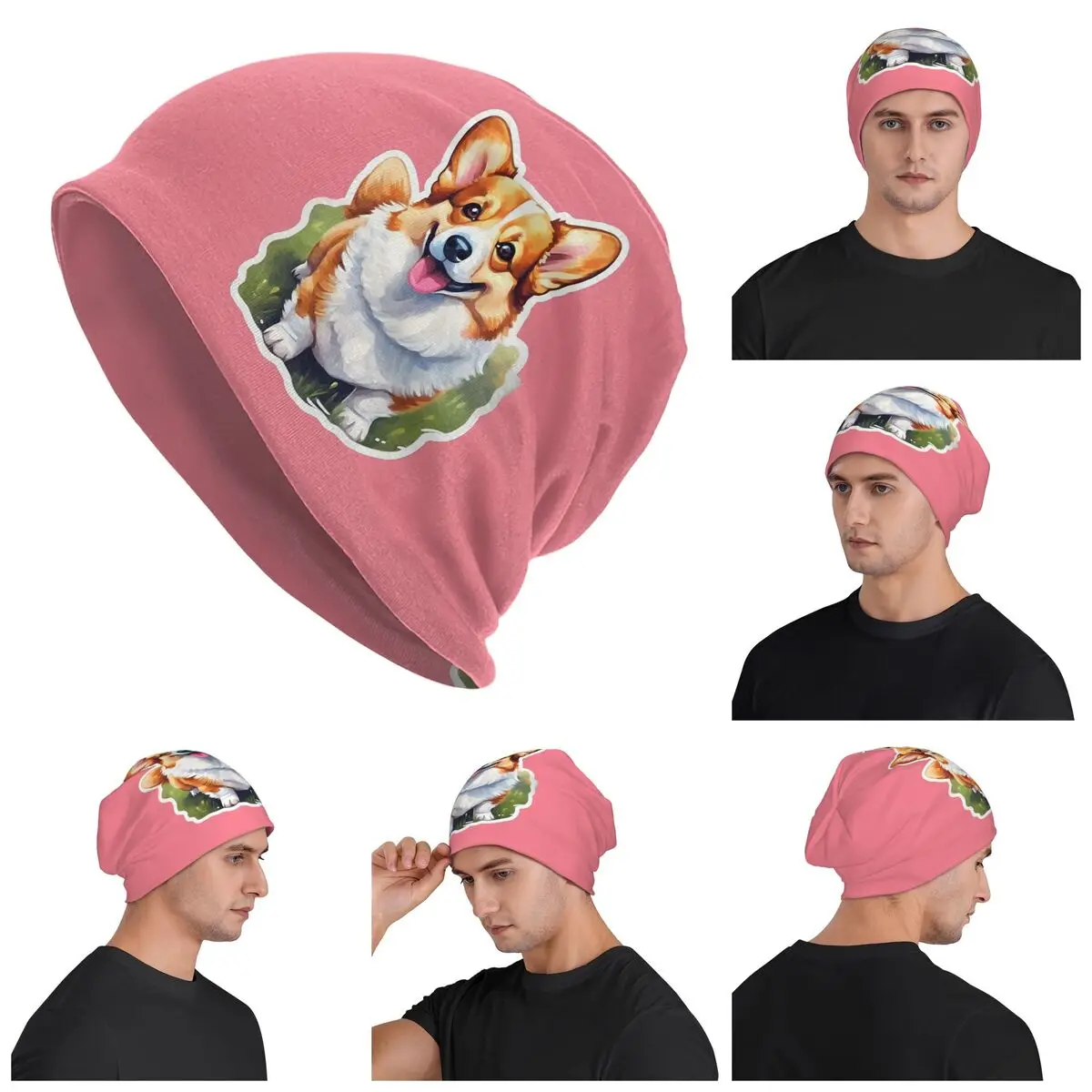 

Corgi Watercolor Warm Knitted Cap Fashion Bonnet Hat Autumn Winter Outdoor Beanies Hats for Unisex Adult