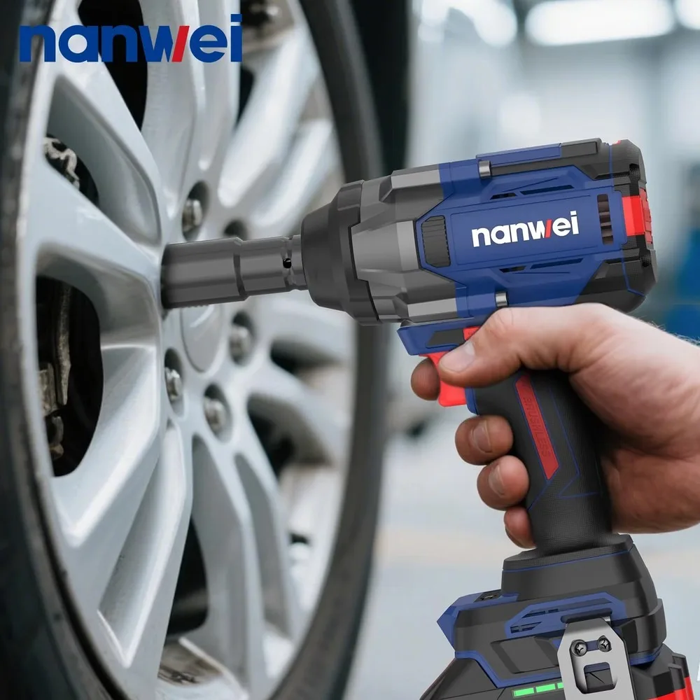 NANWEI 1000N.m High Torque Brushless Cordless Impact Wrench 1/2 Inch Heavy Duty Rechargeable Lithium Electric Power