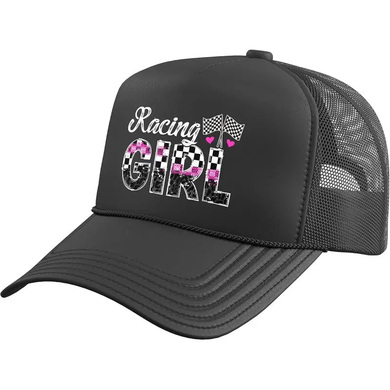 Racing Girl Race Girl Female Racer Girl Race Women Trucker Hat with Adjustable Mesh Back
