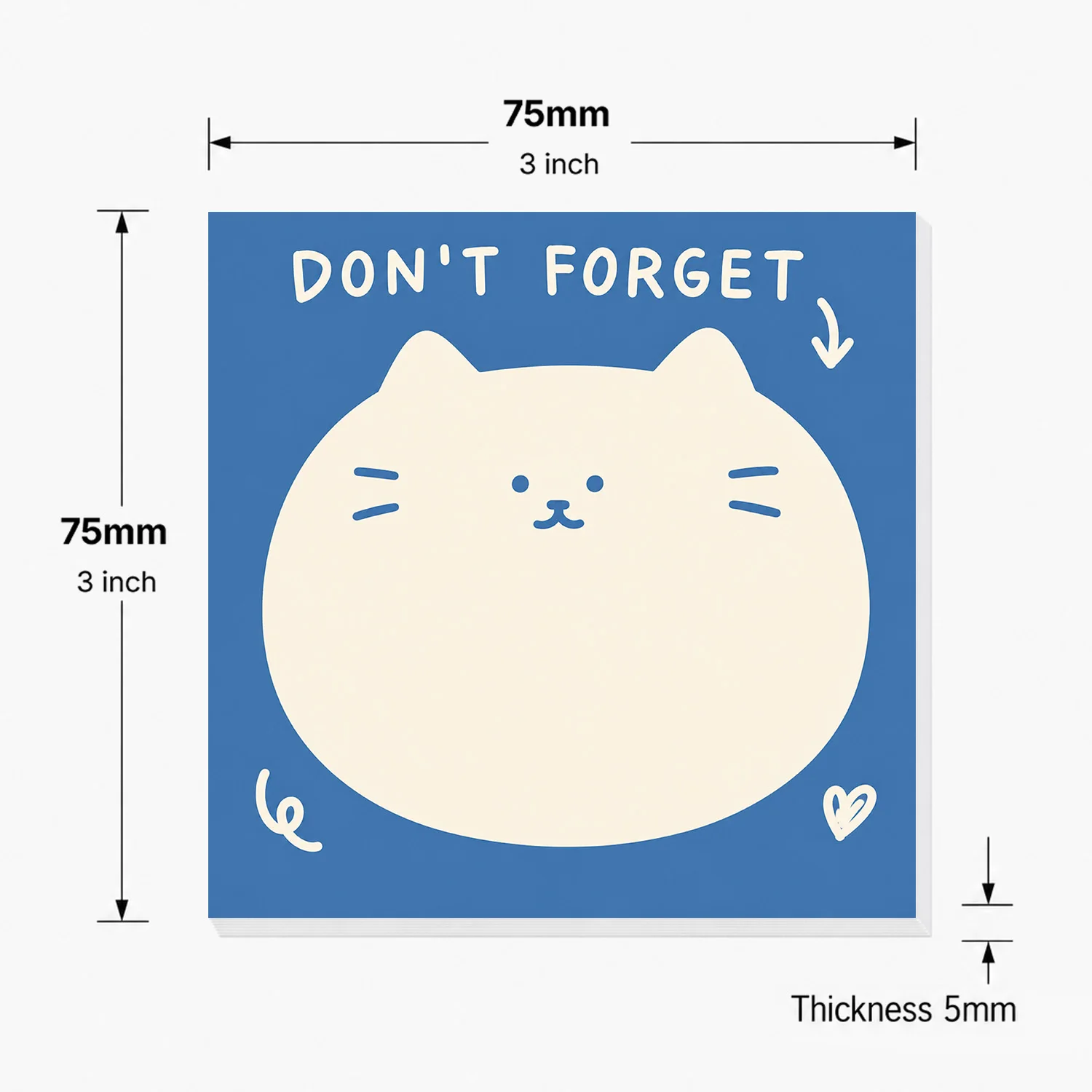 2pcs Cute Cat Sticky Notes, “Don’t Forget” Reminder Self Stick Memo Pads, 100 Sheets Total, Kawaii Minimal Planner Notepad, Remo
