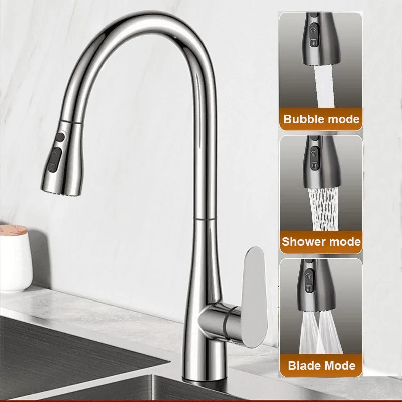 

Kitchen Faucet Thickened Brass Black Faucet Kitchen Sink Faucet Pull-out Kitchen Water Faucet Single Hole Faucet