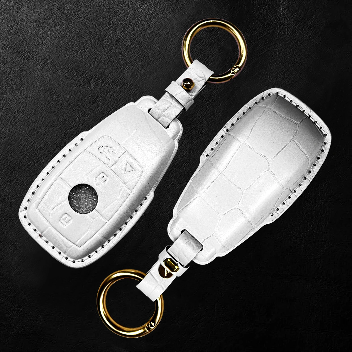 LS AUTO Genuine Leather Key Cover for Mercedes Benz C200L E300L S320 S350LS500l AMG GLC Car 4Buttons