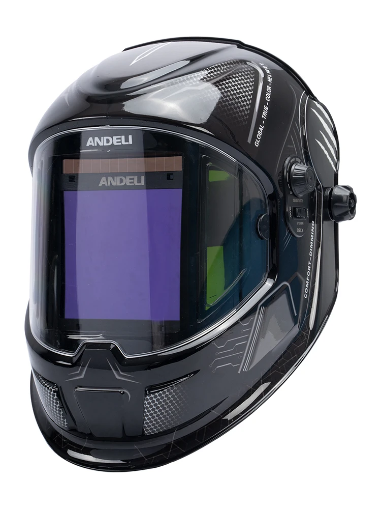 Auto Darkening Welding Helmet Large Screen 180 View True Color Solar Welding Helmet 4 ARC Sensors