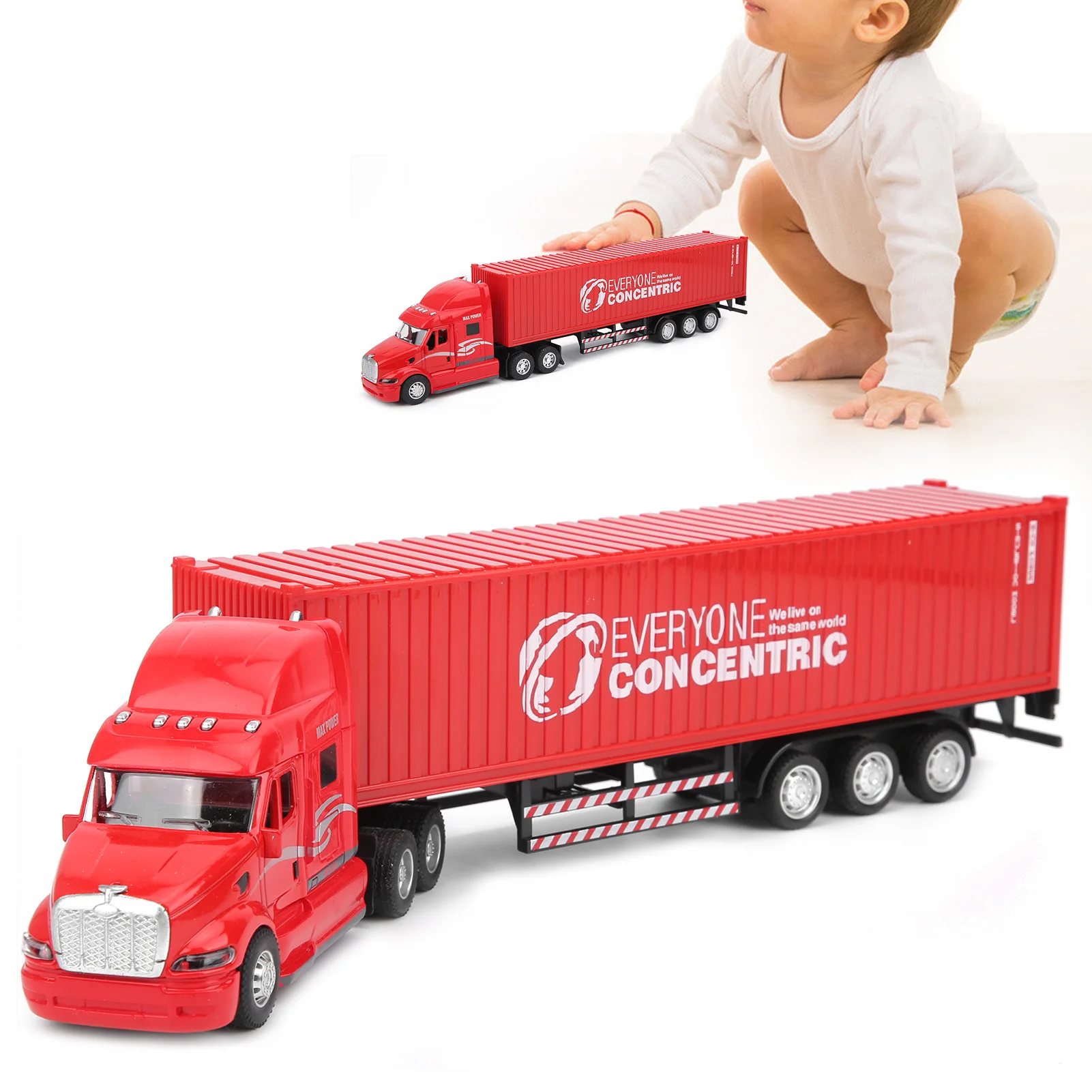 

ZK30 Alloy Simulation Container Car Model Children Kid Pull Back Car Toy with Sound Light
