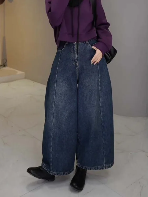Loose Casual Balloon Jeans Women's High Waist Cotton Straight Leg Pants Summer New Style Brand Withdrawal Three Dimensional T...
