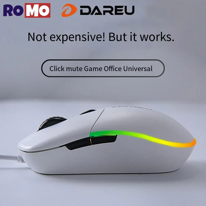 Dareu LM121 Wired Mute Mouse 6400DPI RGB Light 4rd Gear DPI Ergonomic Design Gaming Mouse USB Froste Texture Laptop Office Mouse