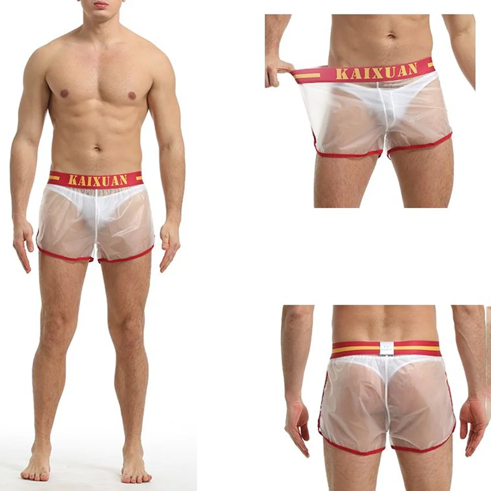 Mens Tpu Plastic Underwear Home Fully Transparent Sexy Pajamas Beach Waterproof Breathable Thin Niche Shorts Men\'S Clothing 2024