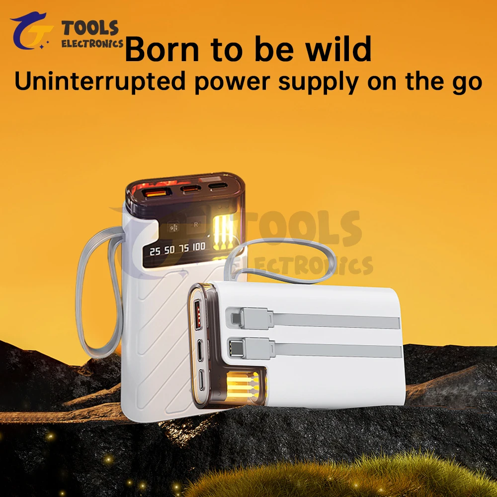 22.5W Power Bank Case No Soldering Camping Light Mobile Power Kit 3x18650 Battery Box with Cable DIY Charging Treasure