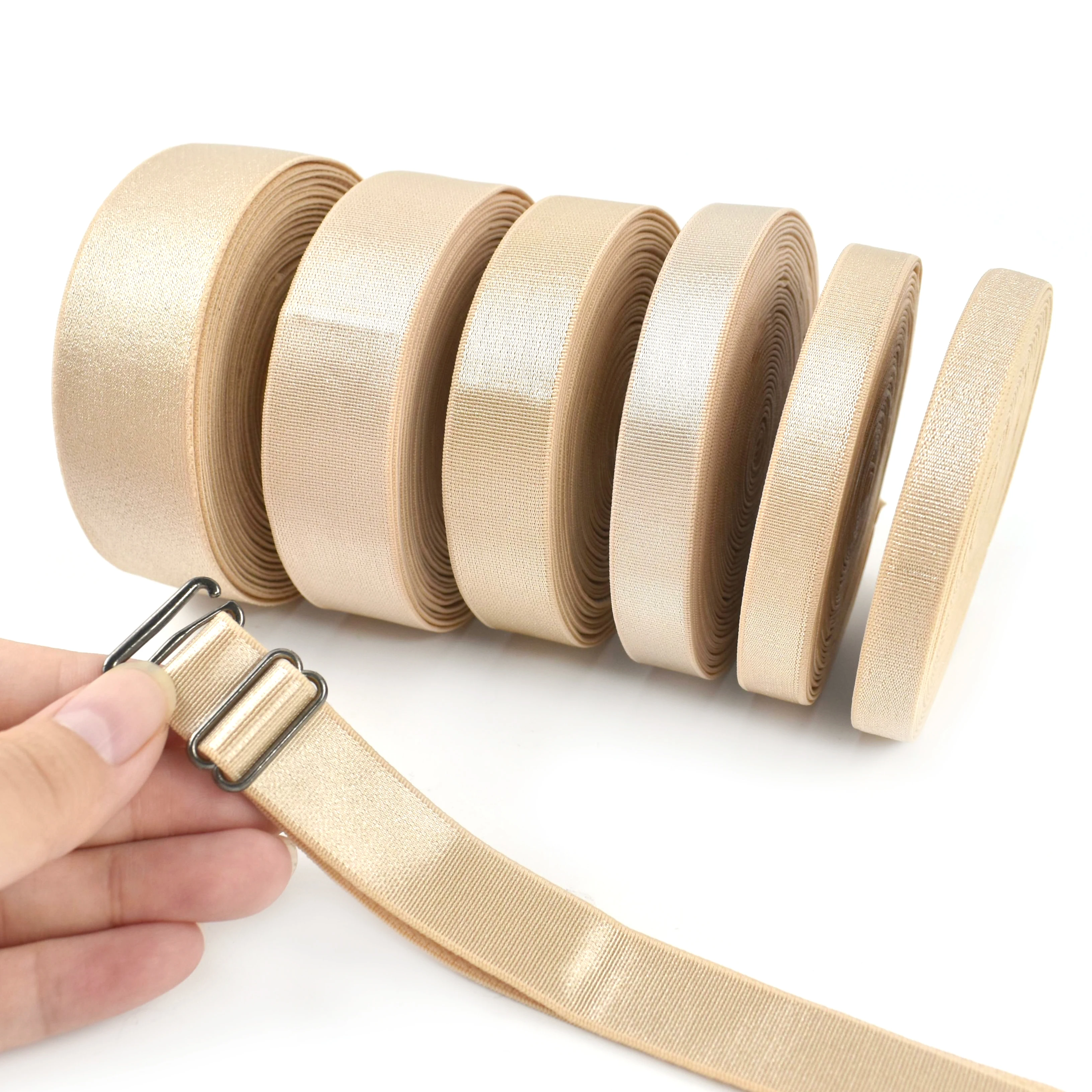 Bandas elásticas de color rosa carne de 5/10/20 metros, 6-30 mm, cinta elástica de nailon para ropa interior, tirantes de sujetador, cinta elástica para coser, cinta para el cabello, costura