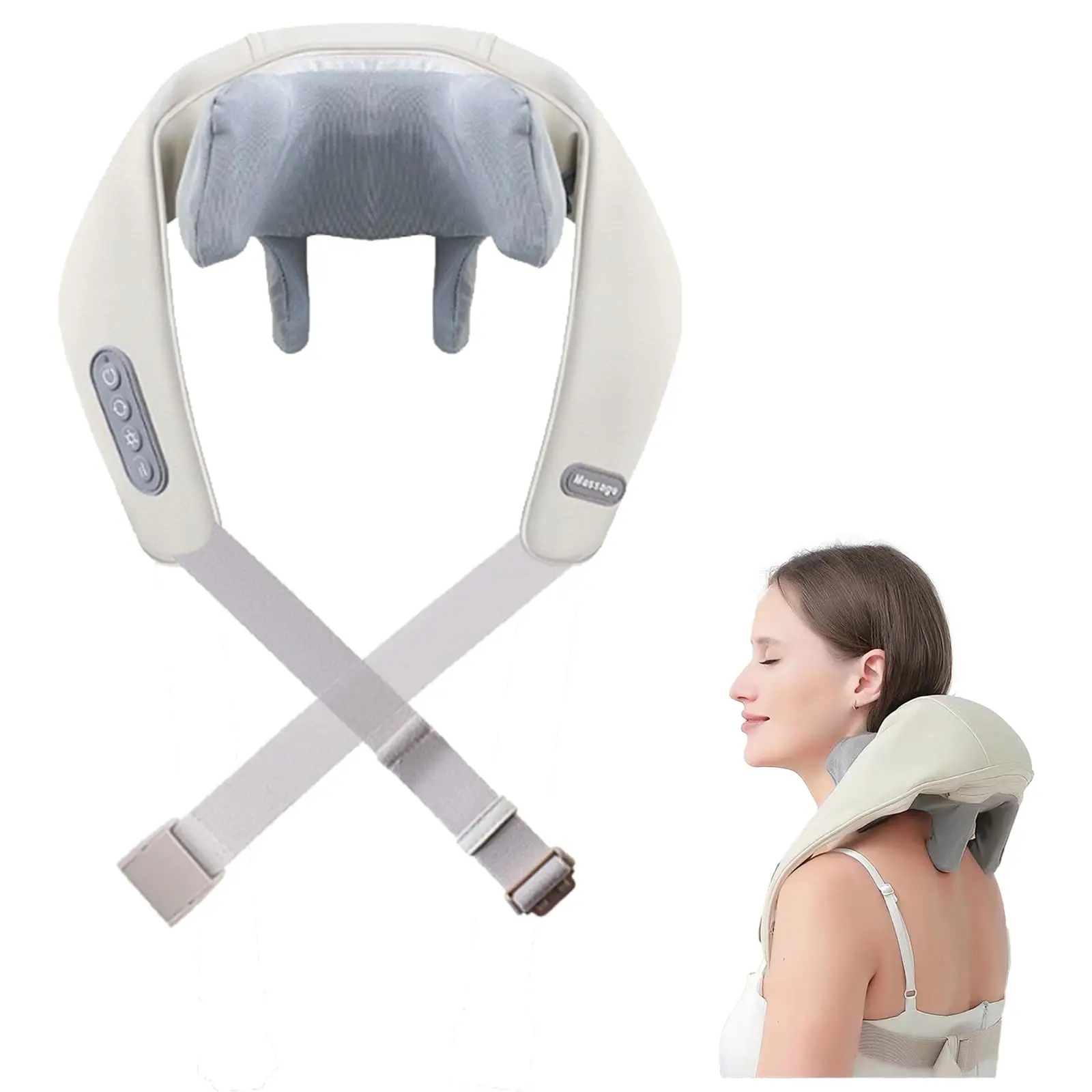 Neck and Shoulder Massager,Shiatsu Back Massager with Heat, Wireless Deep Kneading Massage for Neck, Back, Shoulder, Leg,