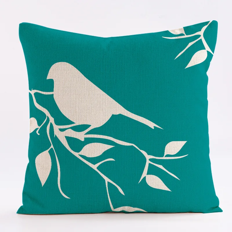 غطاء وسادة بنمط مخطط على شكل زهرة وطيور مع طباعة قطيفة قصيرة لتزيين أريكة غرفة المعيشة #5