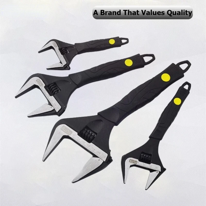 

Набор широких регулируемых ключей 6/8/10/12 дюймов, сантехнический ключ с мягкой ручкой, сталь Cr-V, открытая короткая ручка, противоскользящая ультратонкая ванная комната