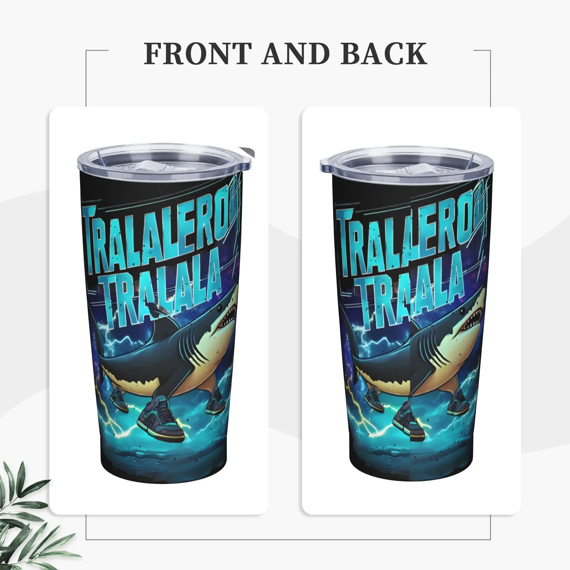 Tralalero Tralala Bootleg Brainrot Meme Insulated Tumbler with Straws Italian Brainrot Vacuum Thermal Mug Car Bottle Cups, 20oz