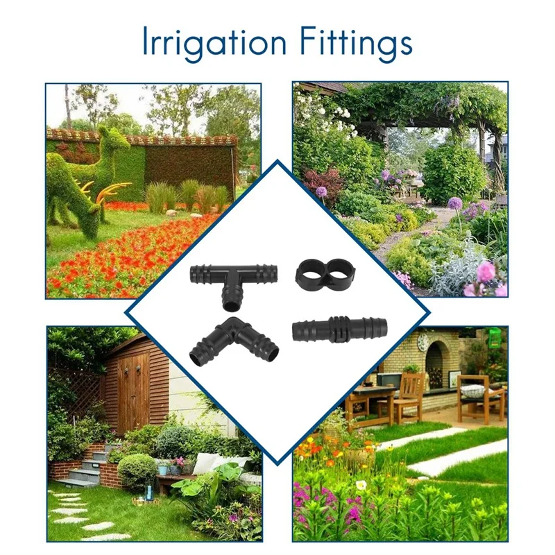 Irrigation Fittings Kit For 1/2 Inch Tubing- Barbed Connectors (Rain Bird 16Mm .520 ID)Drip Or Sprinkler Systems