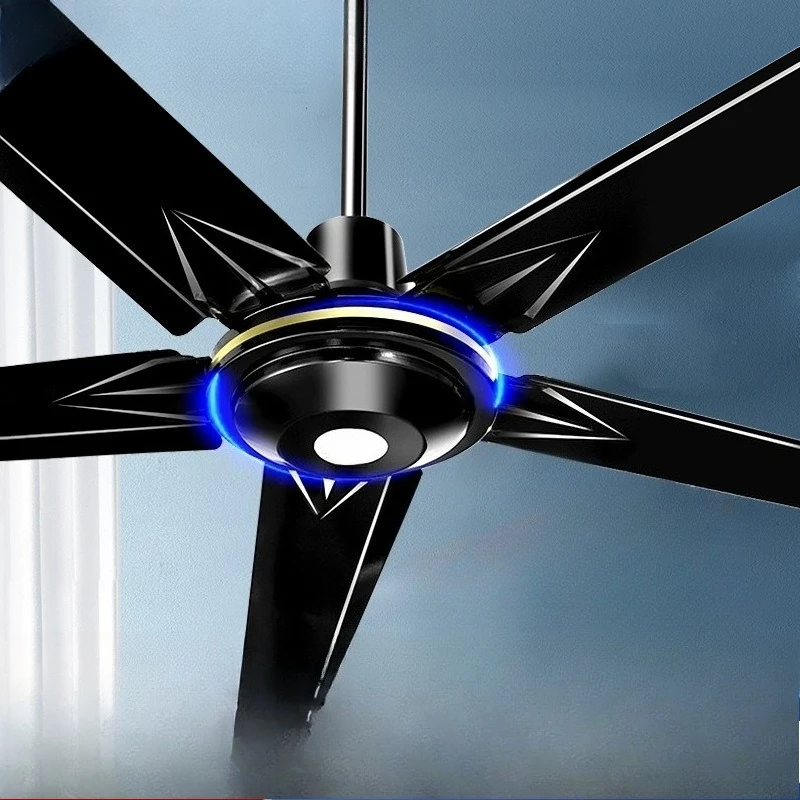 

Black Ceiling Fan Household Living Room Old-fashioned Commercial Large Wind Iron Leaf Industrial Ceiling Fan