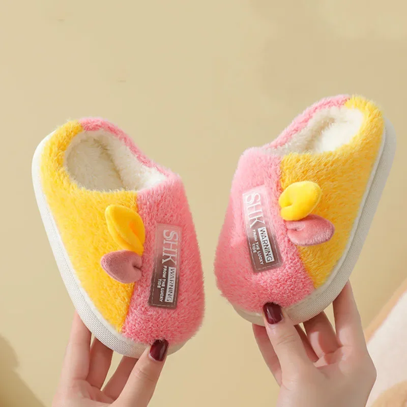 Fashion Winter Warm Toddler Kids Slippers Boys and Girls Indoor Non-slip Watertight Cotton Shoes Teens Children's Cotton Shoes