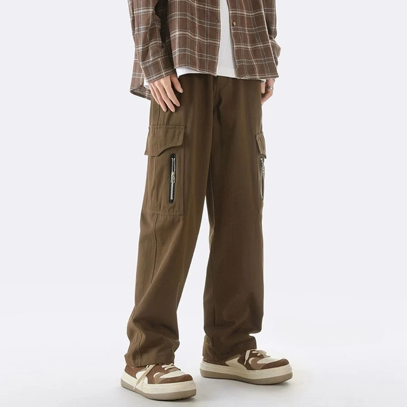 

Men's Retro Cargo Pants Fashion Loose Fit Straight Leg Multi Pocket Casual Trousers for Spring and Autumn