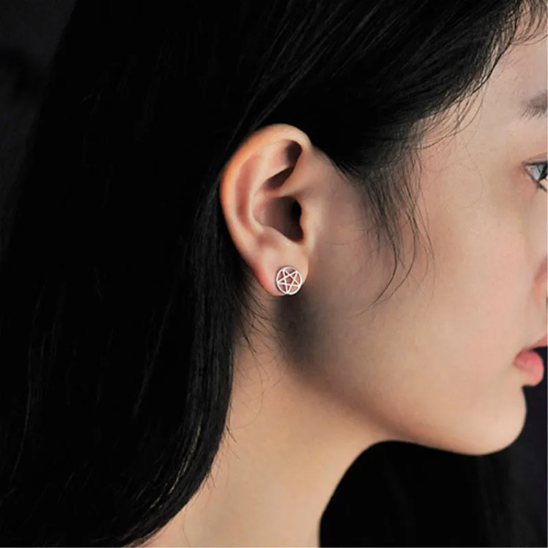 Uini-Tail hot new 925 Tibetan silver circle five-pointed star female earrings fashion trend small stars popular jewelry  ED261