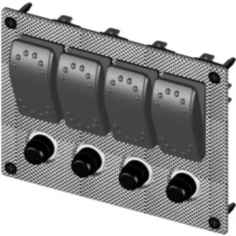 STTL Waterproof Plastic 3P Blue Light Marine Boat Car RV Rocker Switch Overload Protector Panel